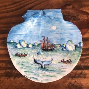Beautiful Custom Hand painted scallop shell - Maine Ocean
